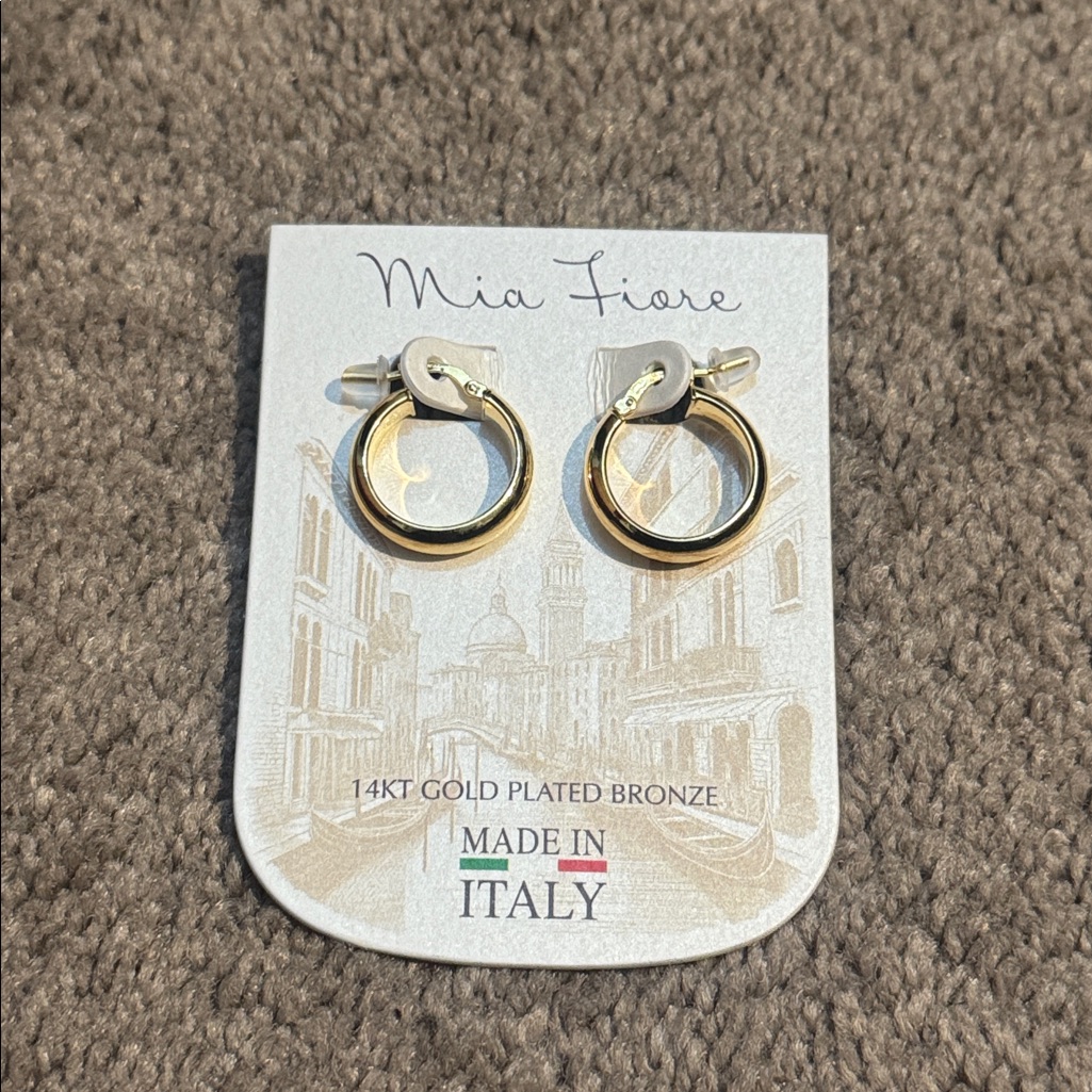 Mia Fiore 14 Kt Gold Plated Bronze Hoop Earrings
